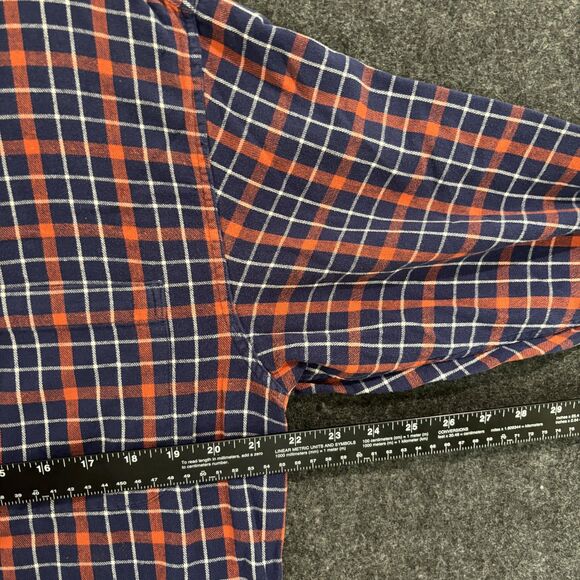 Eddie Bauer Shirt Men's Small Blue Orange Plaid Flannel Button Down Classic Fit - Picture 6 of 9